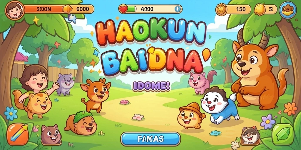 Tampilan awal permainan yang menarik dan penuh warna.