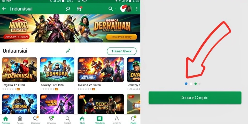 Tampilan awal permainan dengan karakter yang dinamis.
